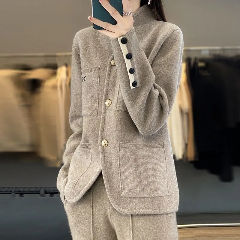 Wool Coat Peacoat - Kardigan Sweater Gaya Baru Musim Gugur