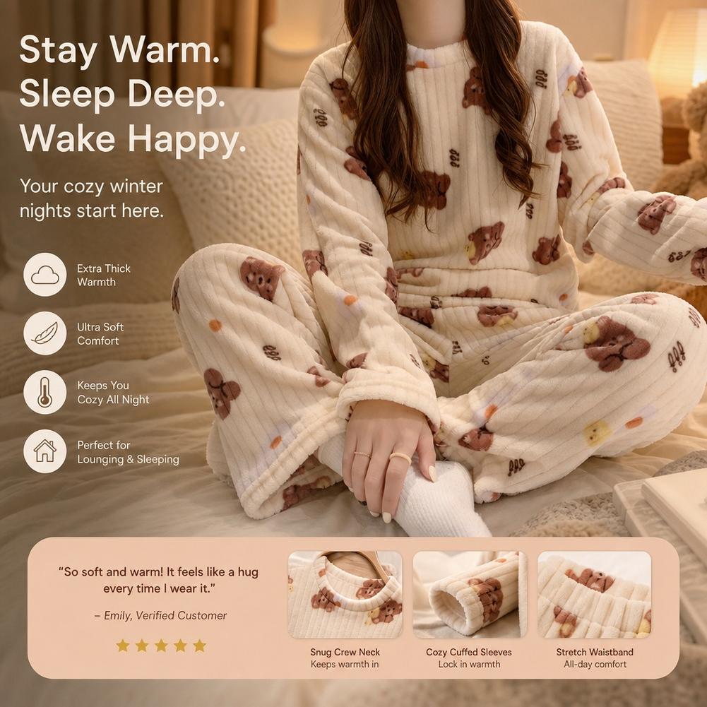 Corduroy Pant Warm - Piyama Wanita, Set Piyama Berbahan Flanel